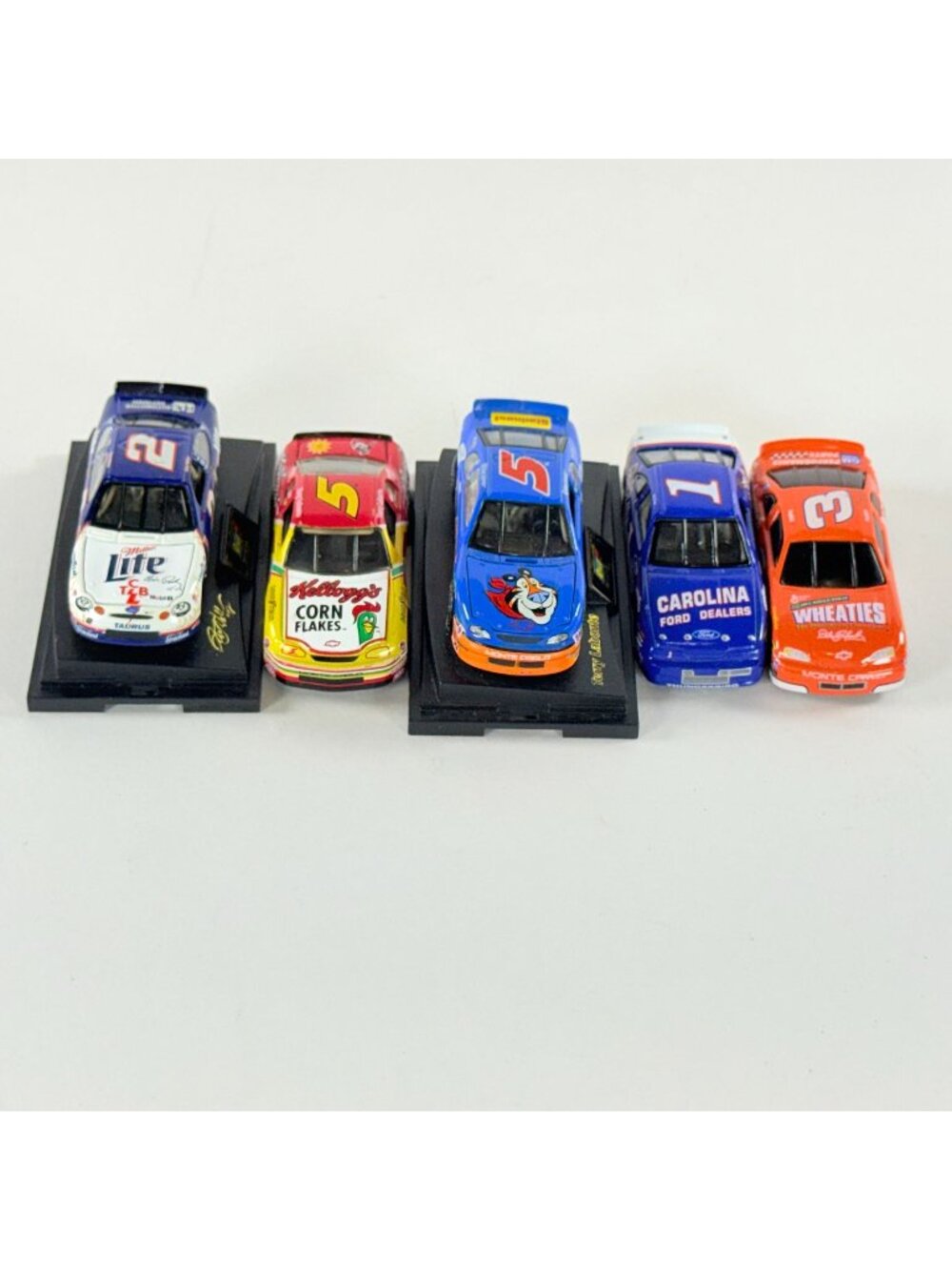 Set Of 5 NASCAR 1:64 Scale Diecast Cars Kelloggs Wheaties Carolina Ford Tony The